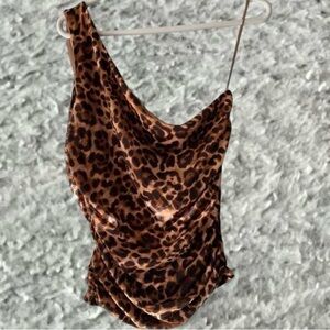 sofia by sofia vergara Leopard-Print Satin Slip Top - Brown & Black